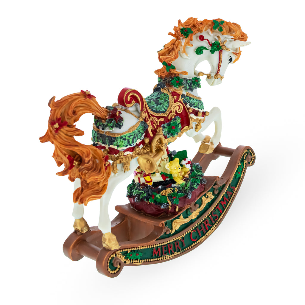 Shop Rocking Horse Carrying Gifts Christmas Musical Figurine. Buy Musical Figurines Horses Multi   for Sale by Online Gift Shop BestPysanky Christmas water globe music box musical collectible figurine xmas decoration rotating animated spinning animated unique picture personalized cool wind up children's kids
