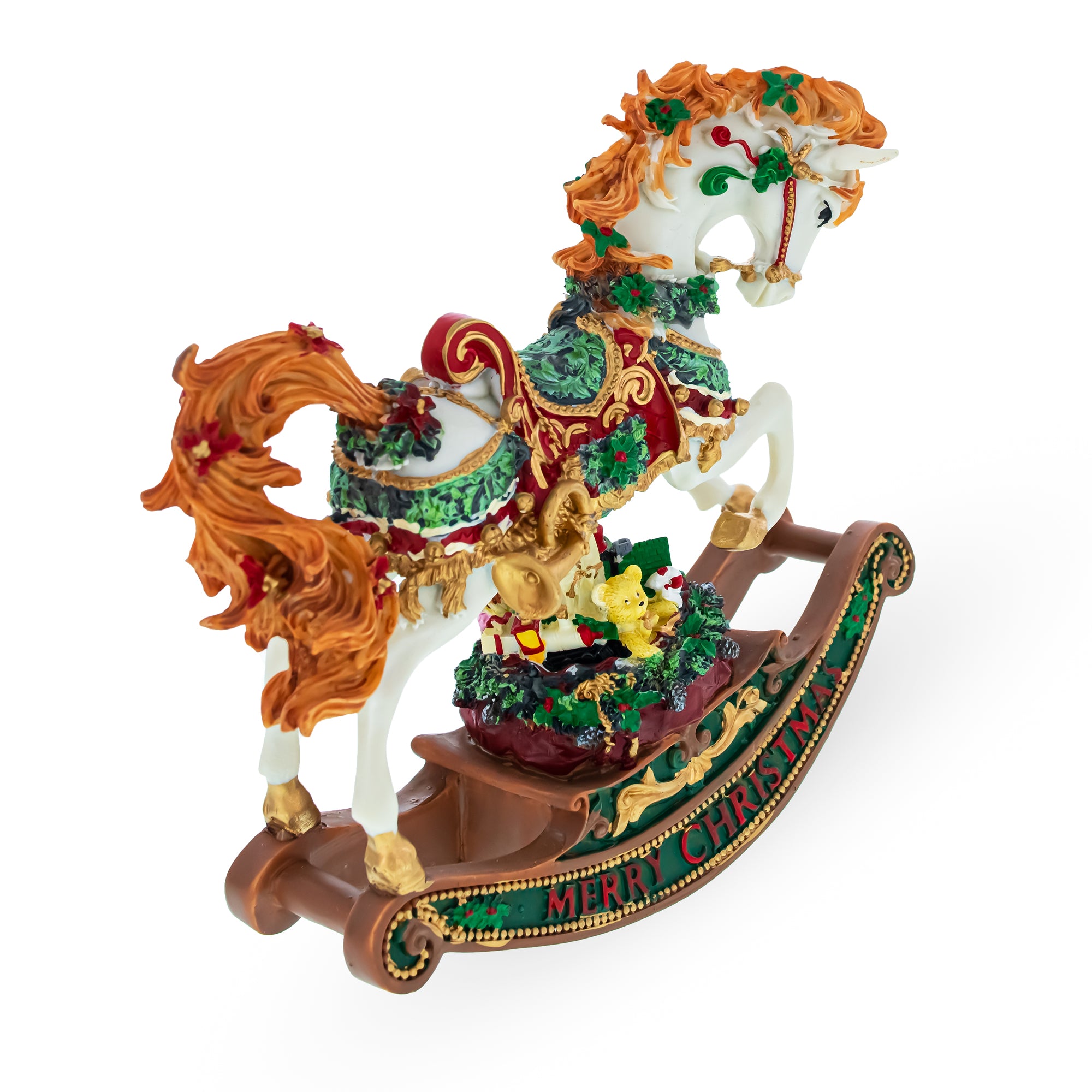 Shop Rocking Horse Carrying Gifts Christmas Musical Figurine. Buy Musical Figurines Horses Multi   for Sale by Online Gift Shop BestPysanky Christmas water globe music box musical collectible figurine xmas decoration rotating animated spinning animated unique picture personalized cool wind up children's kids