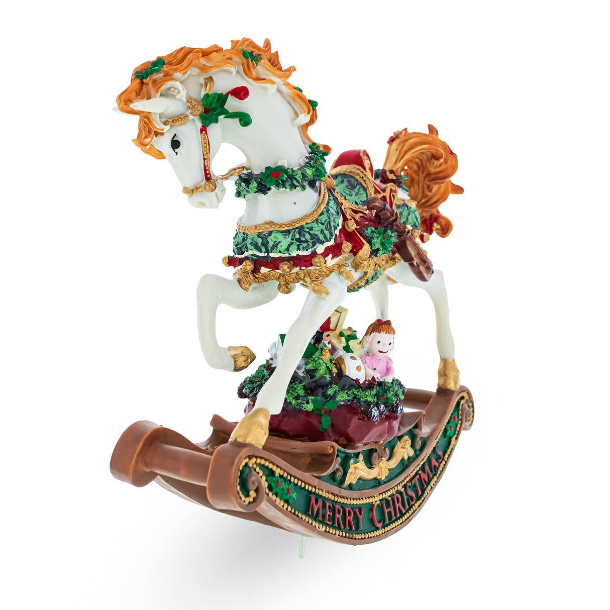 Harmonious Rocking Horse Carrying Gifts: Christmas Musical  Figurine 8-Inch in Multi color,  shape
