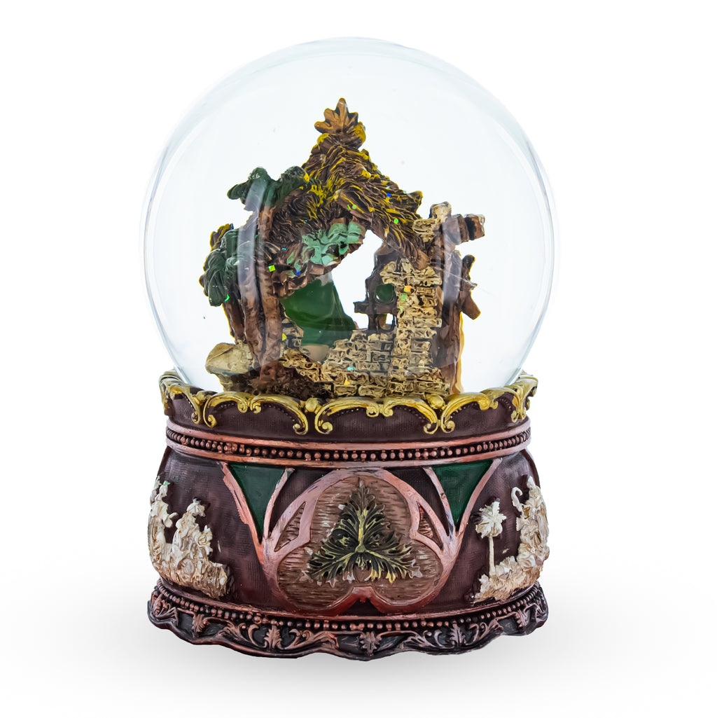 Shop Nativity Serenity Water Snow Globe with "Silent Night" Music Box. Buy Snow Globes Religious Nativity Brown Round  for Sale by Online Gift Shop BestPysanky Christmas water globe snowglobe music box musical collectible figurine xmas holiday decorations gifts rotating animated spinning animated unique picture personalized cool glitter flakes festive wind-up