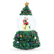 Santa's Polar Expedition: Spinning Musical Water Snow Globe with Bear Rider in Green color,  shape