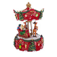 Santa's Reindeer Carousel: Spinning Christmas Musical Box with Delightful Motion in Red color,  shape