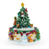 Festive Tree Decorating Duo: Spinning Musical Christmas Figurine with Santa and Girl ,dimensions in inches: 5.6 x 4.7 x 4.7