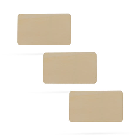 3 Rectangles Unfinished Wooden Shapes Craft Cutouts DIY Unpainted 3D Plaques 4 Inches in Beige color, Rectangular shape