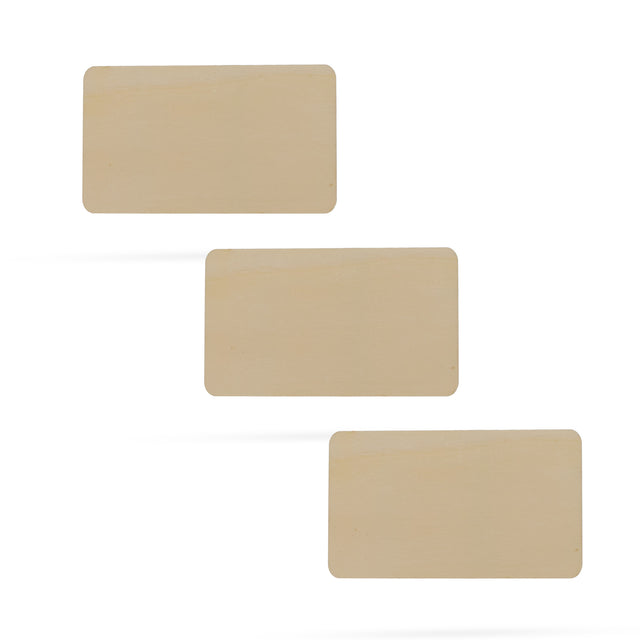 Wood 3 Rectangles Unfinished Wooden Shapes Craft Cutouts DIY Unpainted 3D Plaques 4 Inches in Beige color Rectangular