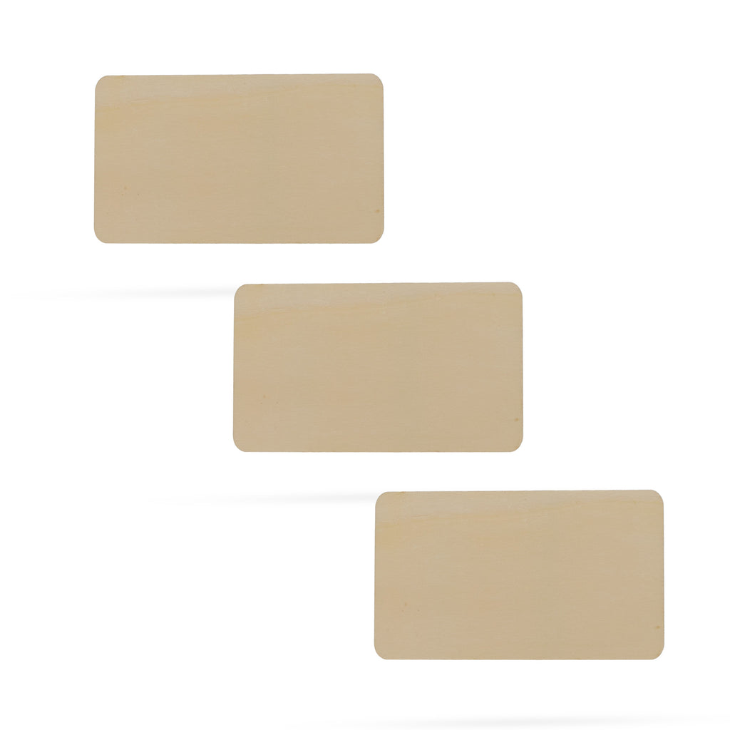 3 Rectangles Unfinished Wooden Shapes Craft Cutouts DIY Unpainted 3D Plaques 4 Inches in Beige color Rectangular