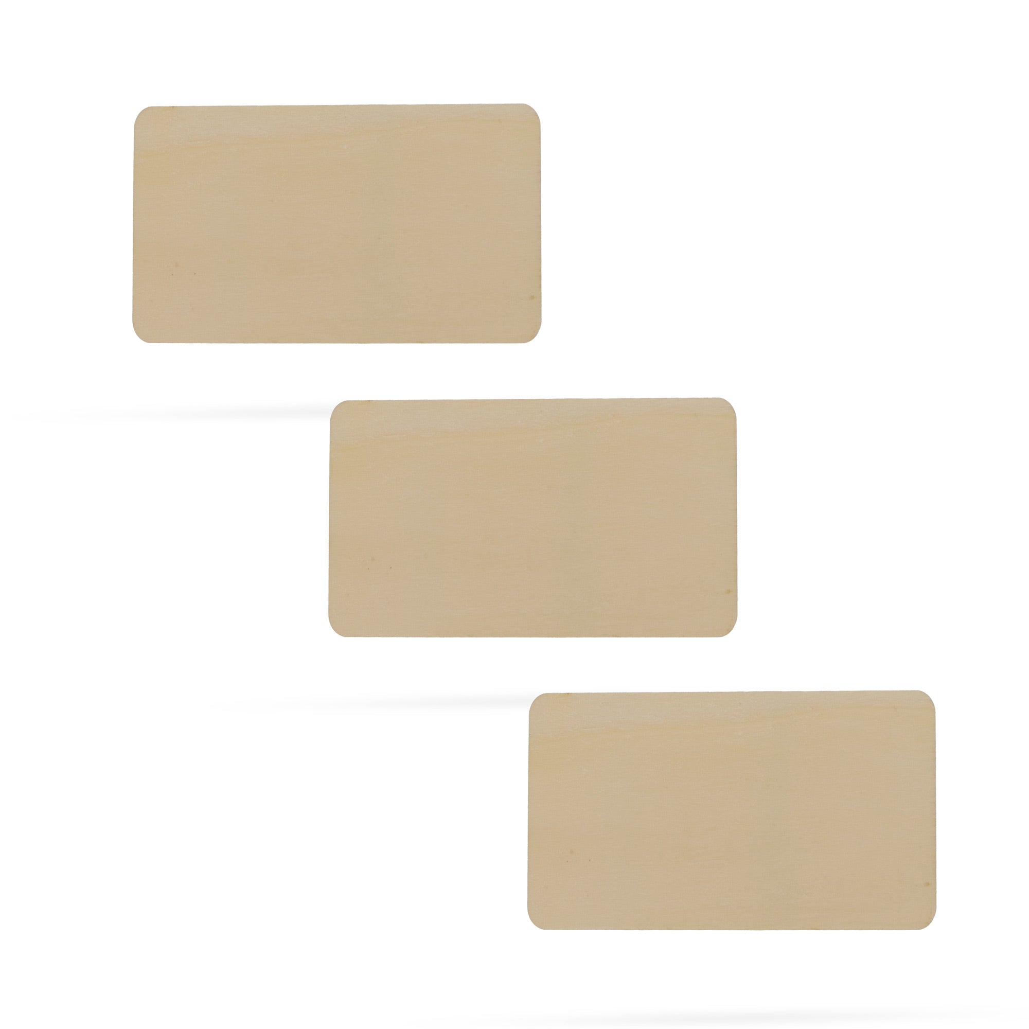 3 Rectangles Unfinished Wooden Shapes Craft Cutouts DIY Unpainted 3D Plaques 4 Inches in Beige color Rectangular