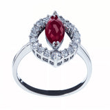 Red Rhodium CZ Sterling Silver Ring (Size 6) in Red color