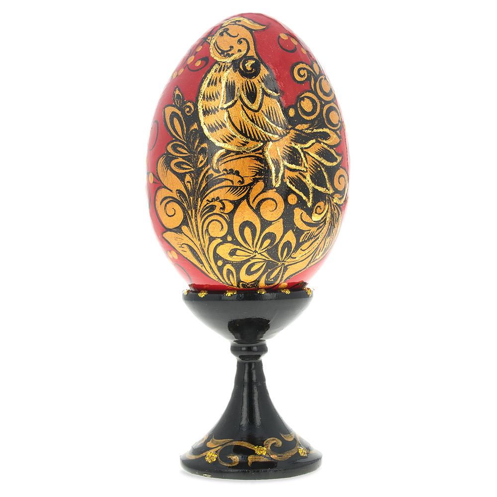 Wood Golden Bird Wooden Easter Egg in Multi color Oval