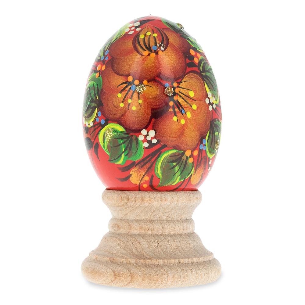 Flower Wooden Easter Egg  3.4 Inches in Multi color, Oval shape