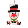 Wood Wooden Snowman Christmas Ornament with Light Up Nose Cutout in White color