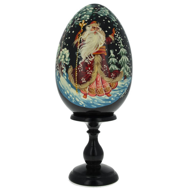 Wood Did Moroz Wooden Easter Egg 6.25 Inches in Black color Oval