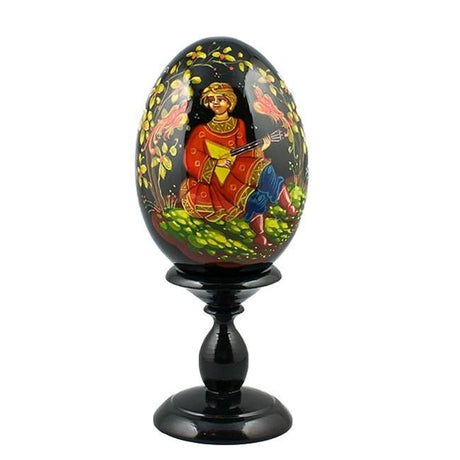 Boy Playing Music Collectible Wooden Easter Egg 6.25 Inches in Multi color, Oval shape