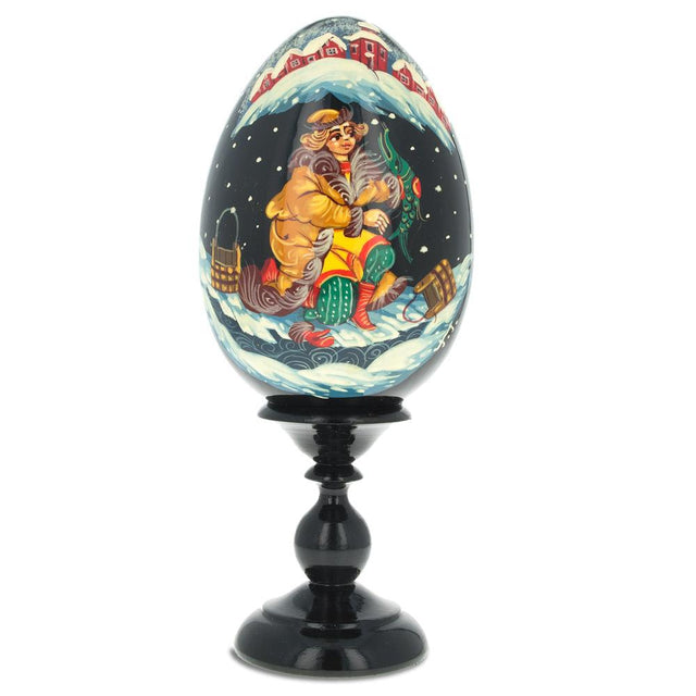 Wood Ivanushka Collectible Wooden Easter Egg 6.25 Inch in Multi color Oval
