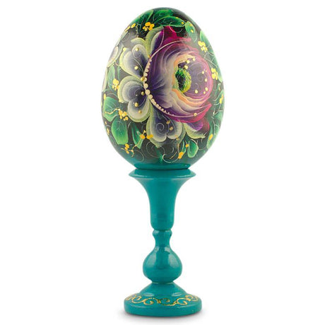 Phlox Wooden Hand Painted Easter Egg in Multi color, Oval shape