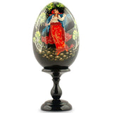 Garden Walk Hand Painted Collectible Wooden Easter Egg 6.25 Inches in Black color Oval