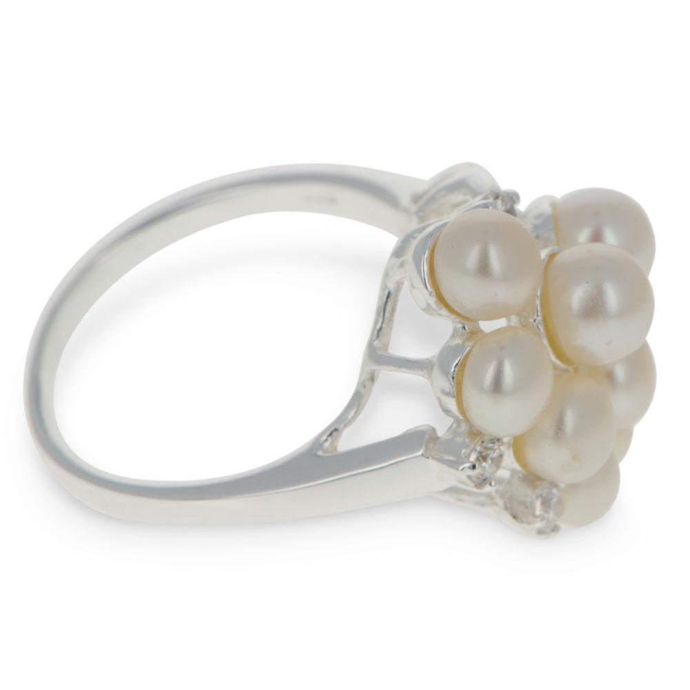 CZ Sterling Silver Ring (Size 6) in Silver color,  shape