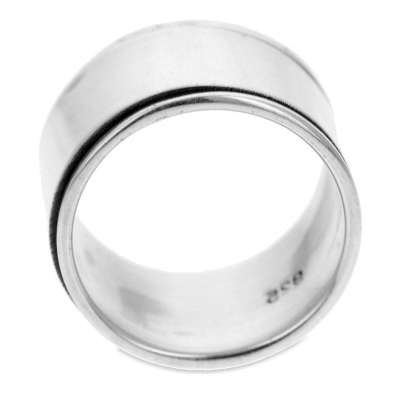 Sterling Silver Spin Men's Ring (Size 10) in Silver color,  shape