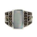 Shell and Marcasite Sterling Silver Ring (Size 7) in Silver color
