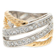 Two Tone X Sterling Silver Ring (Size 7) in Silver color,  shape