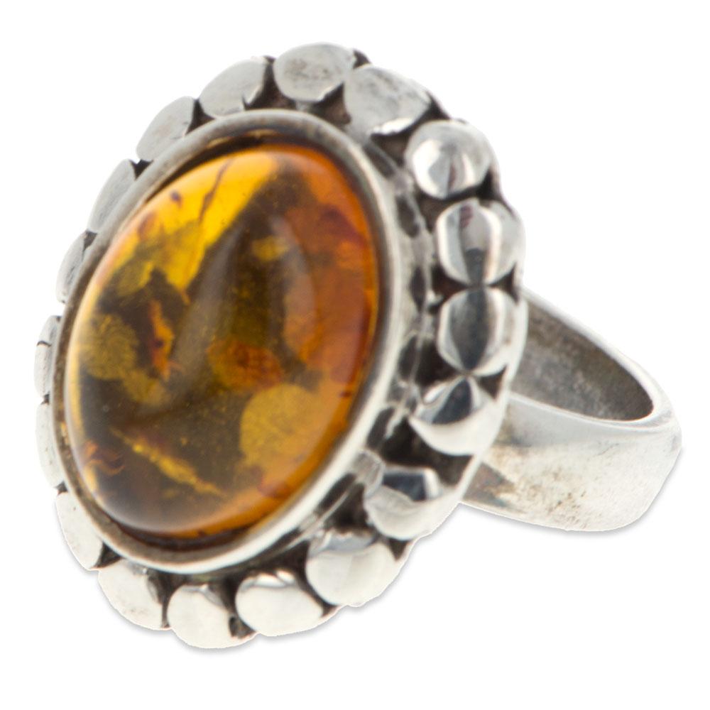Baltic Amber Sterling Silver Ring in  color,  shape