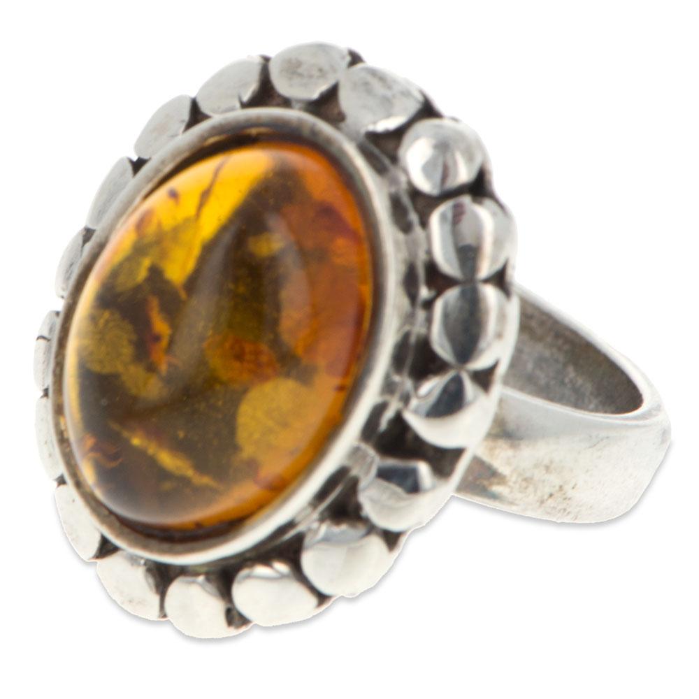 Baltic Amber Sterling Silver Ring (Size 6) in  color