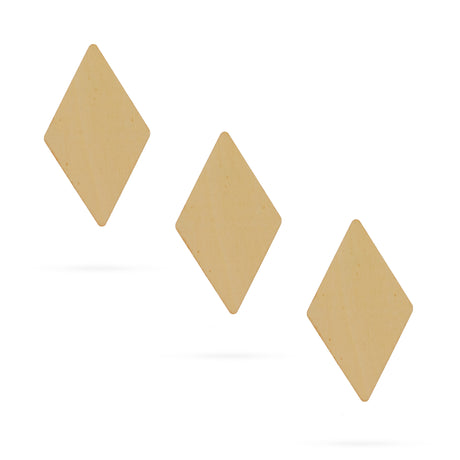 Wood 3 Diamonds Unfinished Wooden Shapes Craft Cutouts DIY Unpainted 3D Plaques 4 Inches in Beige color
