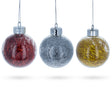 Plastic Set of 3 Filled Colorful Clear Plastic Christmas Ornaments 4 Inches in Clear color Round