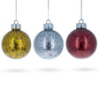 Set of 3 Clear Plastic Christmas Ornaments with Flakes 4 Inches in Multi color Round
