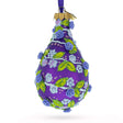 Embossed Roses on Purple Waterdrop Finial Glass Christmas Ornament in Purple color Finial
