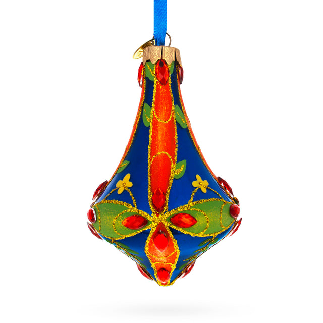Kaleidoscope Bell Finial Glass Christmas Ornament in  color Finial