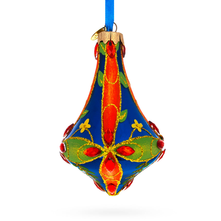 Kaleidoscope Bell Finial Glass Christmas Ornament in  color Finial