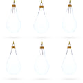 Set of 6 Clear Glass Waterdrop Finial Christmas Ornaments in Clear color Finial