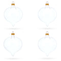 Set of 4 Pointed Onion-Shape Finial Clear Glass Christmas Ornaments in Clear color Finial