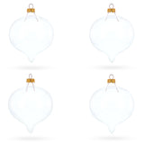 Set of 4 Pointed Onion-Shape Finial Clear Glass Christmas Ornaments in Clear color Finial