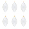 Glass Set of 6 Rhombus Shape Clear Glass Christmas Ornaments in Clear color