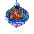 Floral Lilies Onion-Shape Finial Glass Christmas Ornament in Multi color Finial