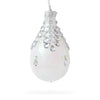 Glass Diamonds on Clear Waterdrop Finial Glass Christmas Ornament in White color