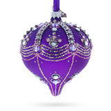 Sparkly Diamonds on Purple Teardrop Finial Glass Christmas Ornament in Purple color Finial