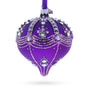 Sparkly Diamonds on Purple Teardrop Finial Glass Christmas Ornament in Purple color Finial