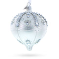 White Jewels on Silver Onion-Shape Finial Glass Ornament in Silver color Finial