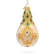 Swirls on Champagne Bejeweled Glass Waterdrop Ornament in Gold color,  shape