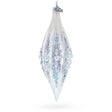 Pearl and Glitter Jeweled Elongated Pointed Teardrop Finial Glass Christmas Ornament in White color Finial
