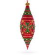 Red and Green Glitter Jeweled Elongated Pointed Teardrop Finial Glass Christmas Ornament in Red color Finial