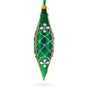 Emerald Jeweled Lattice Elongated Pointed Teardrop Finial Glass Christmas Ornament in Green color Finial
