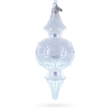Snowy Pearl Double-Ended Finial Drop Glass Christmas Ornament in White color Finial