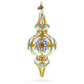 Pearl White Baroque Double-Ended Finial Drop Glass Christmas Ornament in White color Finial