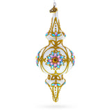 Pearl White Baroque Double-Ended Finial Drop Glass Christmas Ornament in White color Finial