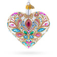 Gilded Baroque Gem Heart Glass Ornament in White color Heart