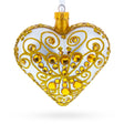 Regal Gold Filigree Heart Glass Ornament in White color Heart